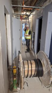 Pulling In Sub-Mains Student residence, pulling in sub-main cables