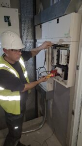 Working on 3ph DB Locking out 3ph distribution board (proving AVI)